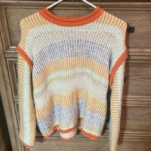 Blue and orange urban outfitters oversized eyelash sweater